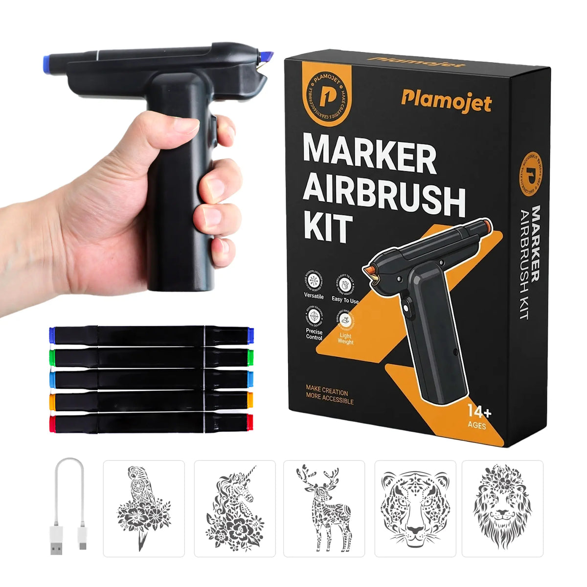 Ezo Spray Mini cordless marker airbrush starter kit with five markers and stencils