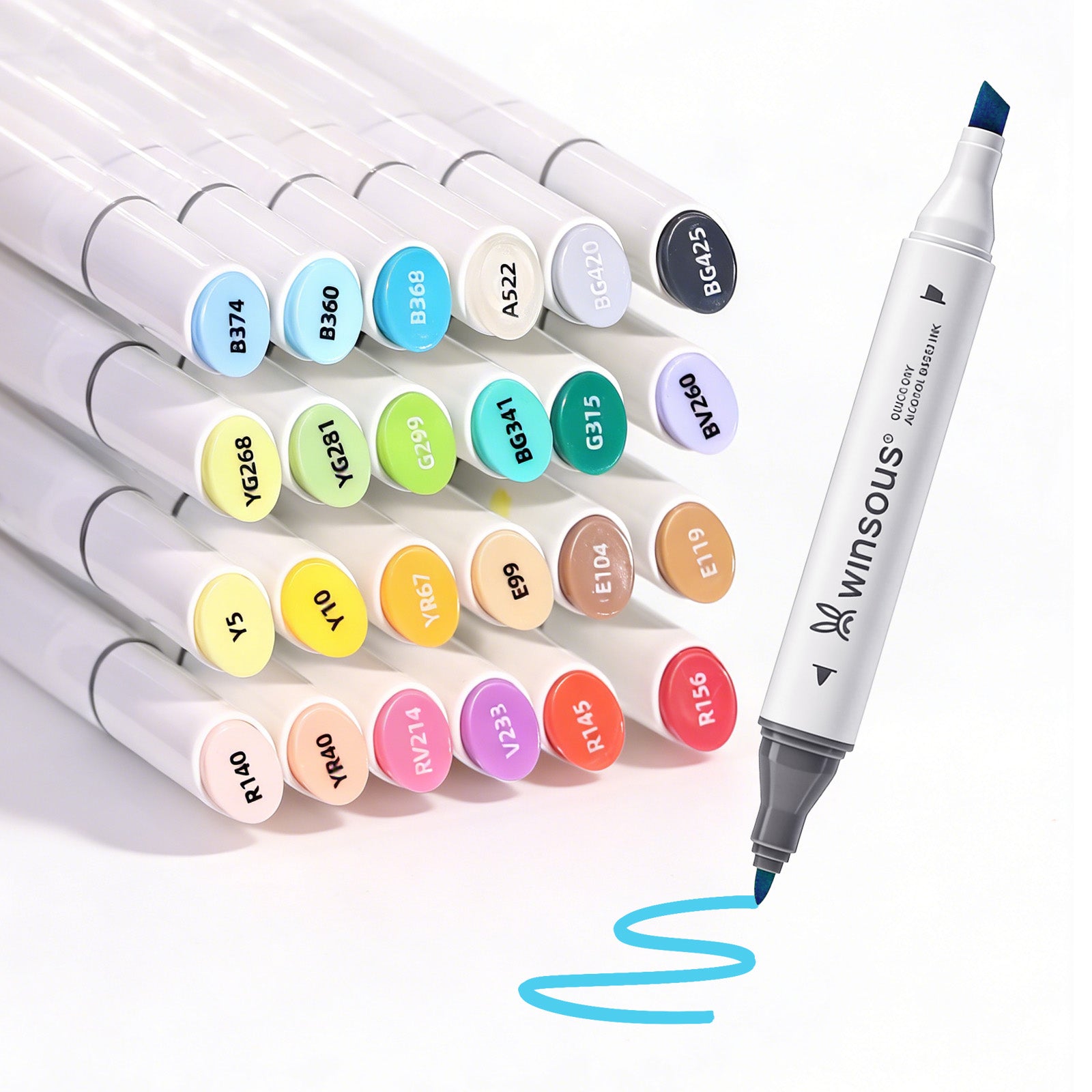 Winsons Upgrade Dual Tip Alcohol Markers Set – Airbrush Compatible Professional Art Markers (24/48/72 Colors)