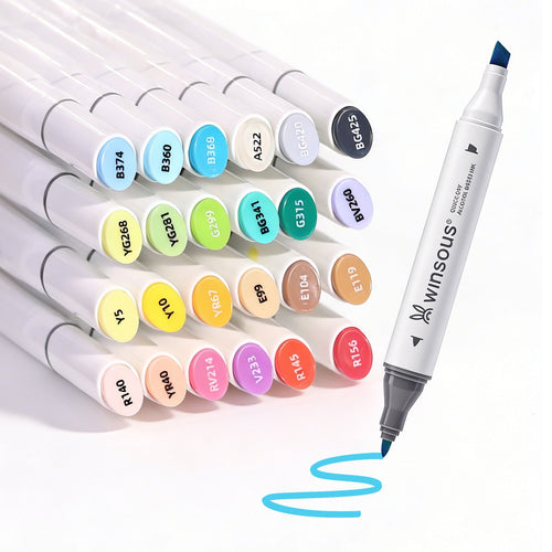 Winsons Upgrade Dual Tip Alcohol Markers Set – Airbrush Compatible Professional Art Markers (24/48/72 Colors)