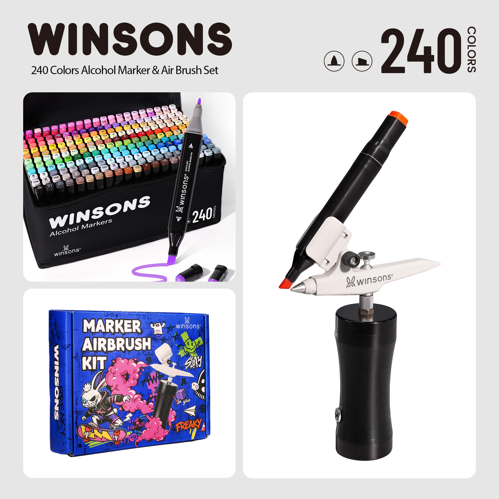 WINSONS 2.0 Upgraded Cordless Marker Airbrush System with Fit Most Pen Holder