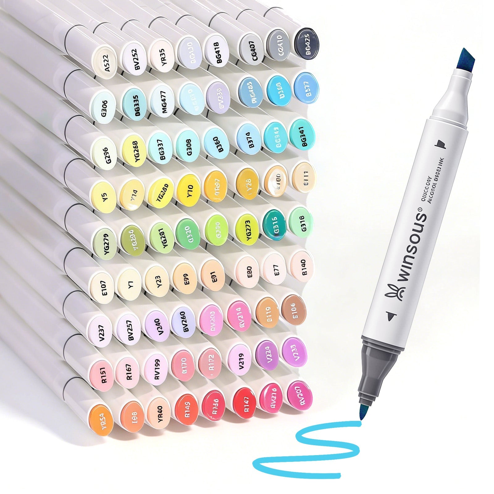 Winsons Upgrade Dual Tip Alcohol Markers Set – Airbrush Compatible Professional Art Markers (24/48/72 Colors)