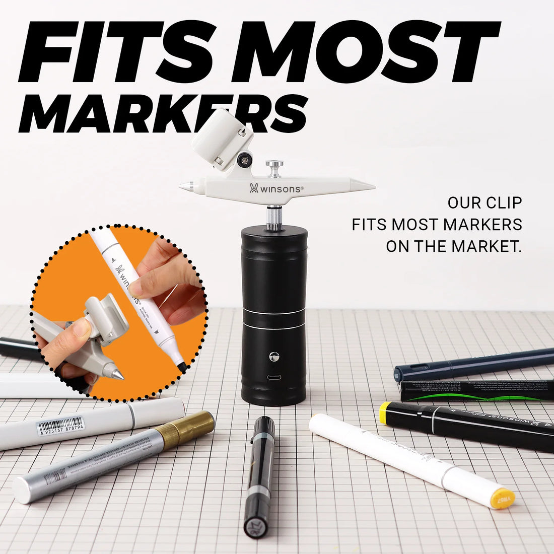2.1 Upgraded Cordless Marker Airbrush System with Fit Most Pen Holder