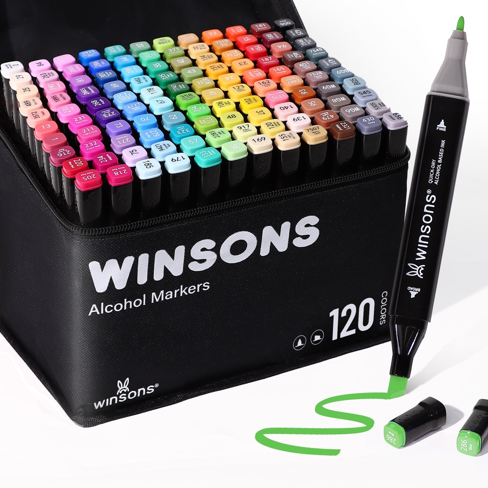 Winsons 12/24/36/60/120/240 Colors Dual Tip Alcohol Markers Set for Airbrush Marker Replacement