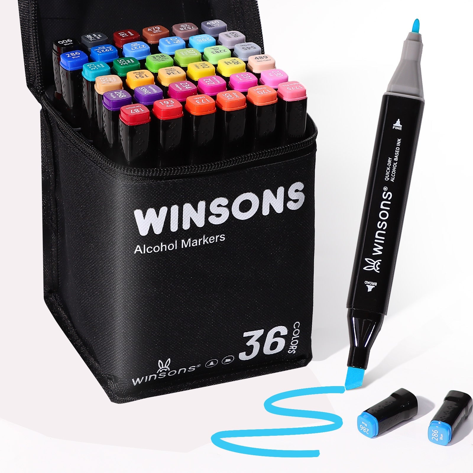 Winsons 12/24/36/60/120/240 Colors Dual Tip Alcohol Markers Set for Airbrush Marker Replacement
