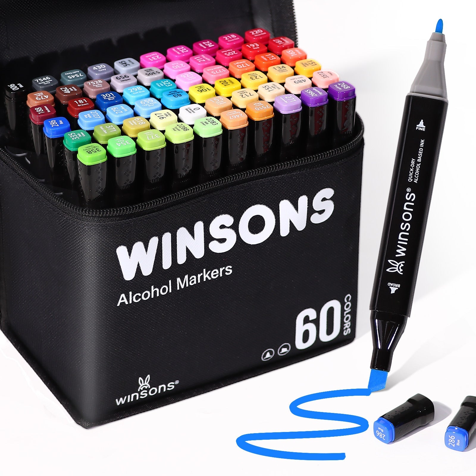 Winsons 12/24/36/60/120/240 Colors Dual Tip Alcohol Markers Set for Airbrush Marker Replacement