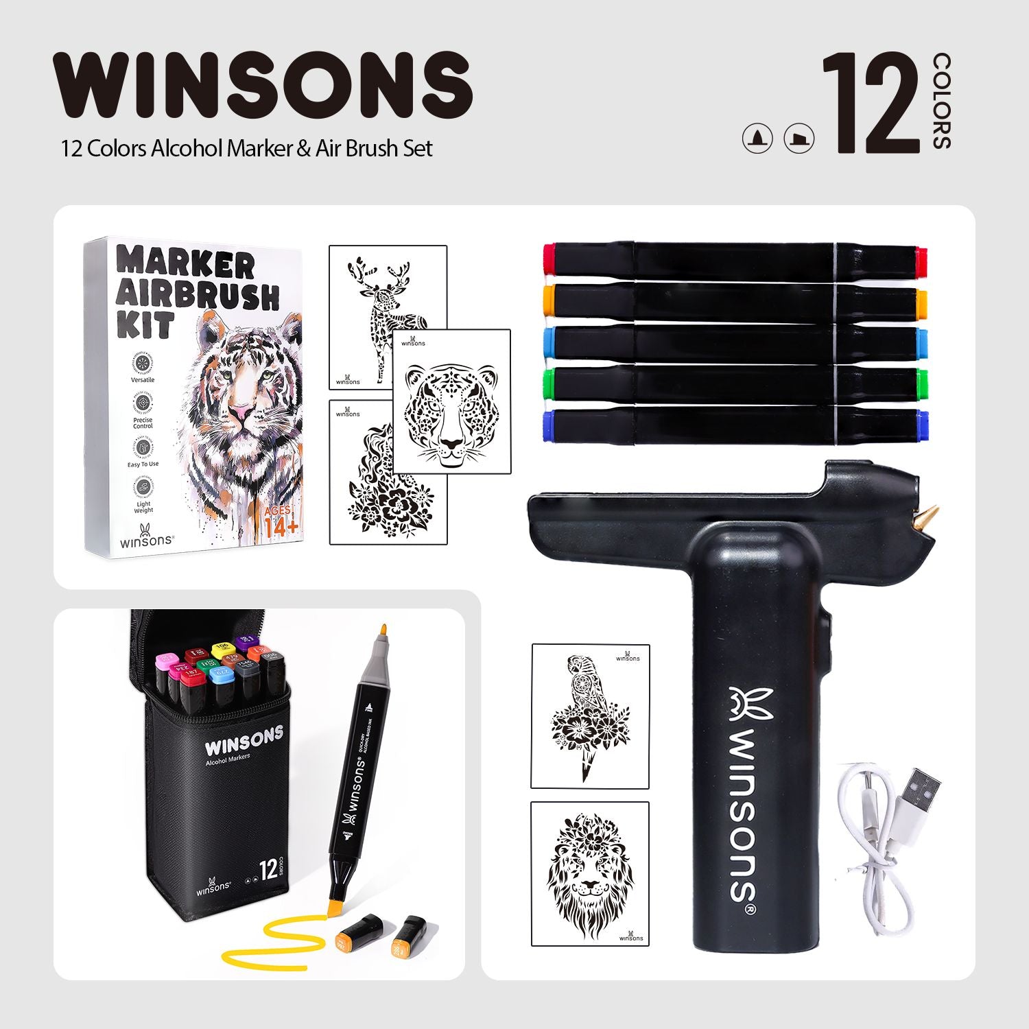 WINSONS 1.0 Cordless Electric Airbrush Marker Kit