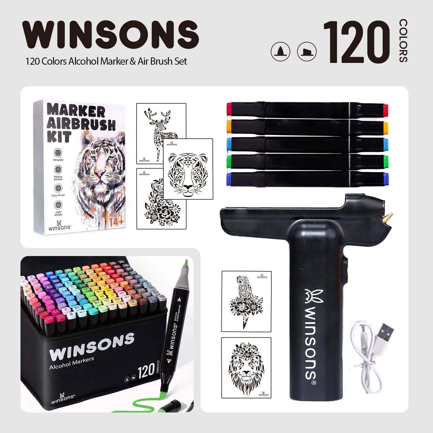 WINSONS 1.0 Cordless Electric Airbrush Marker Kit