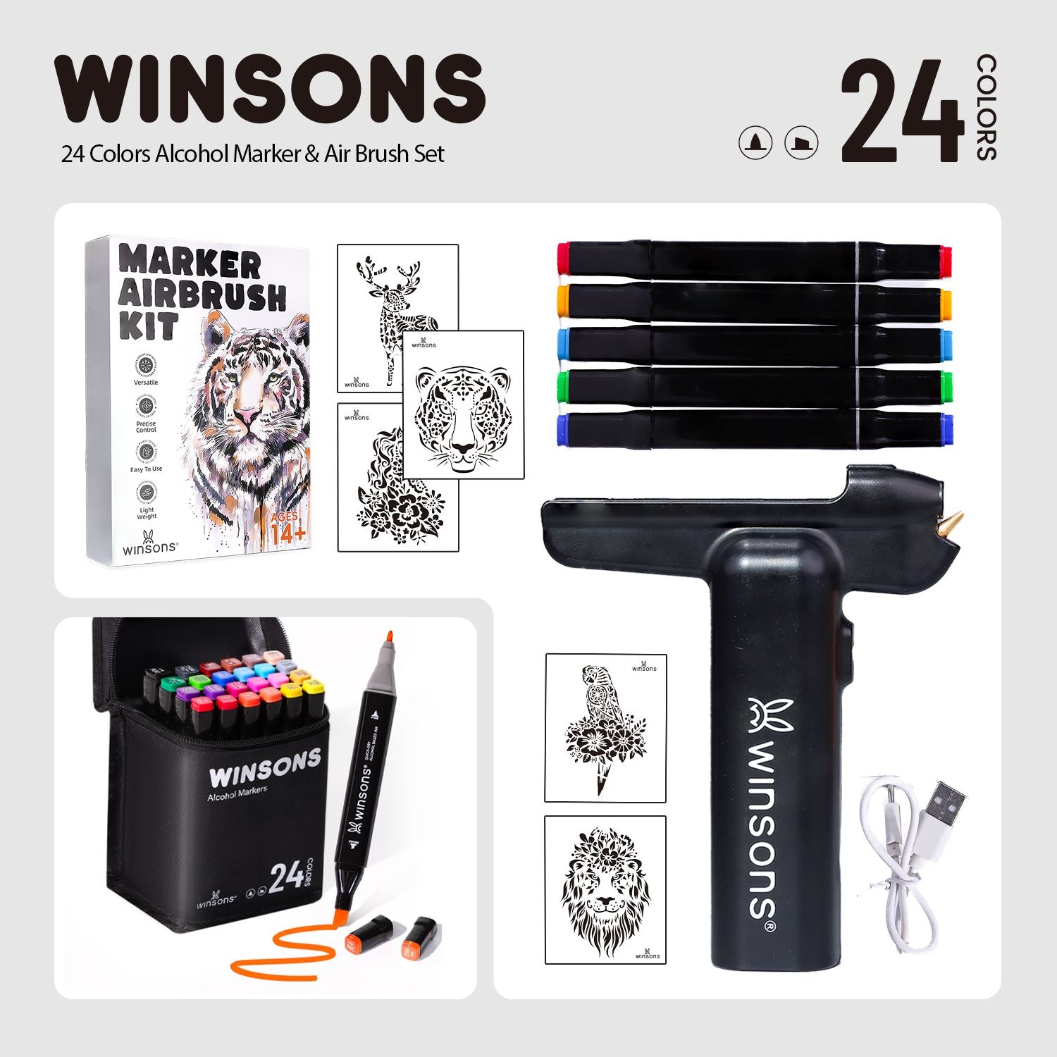 WINSONS 1.0 Cordless Electric Airbrush Marker Kit