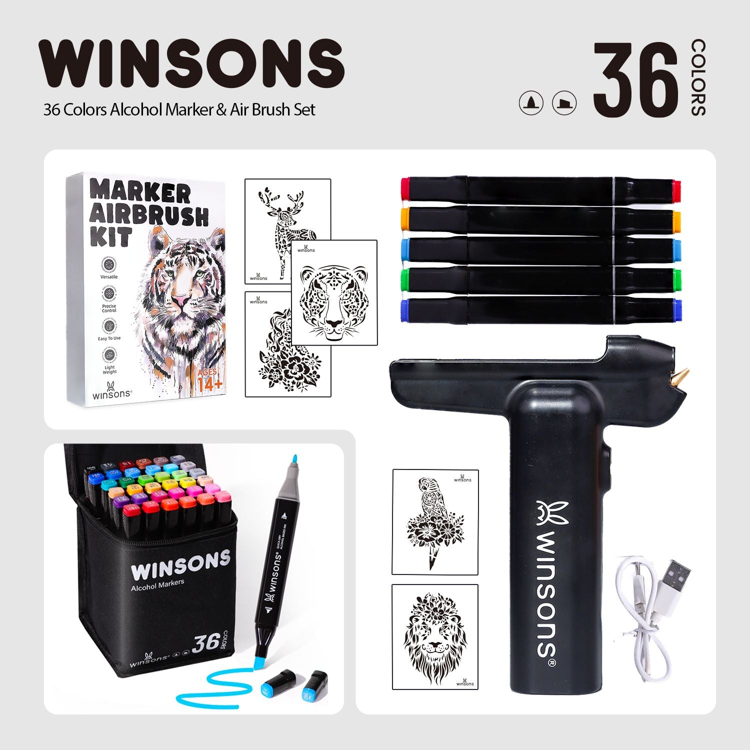 WINSONS 1.0 Cordless Electric Airbrush Marker Kit