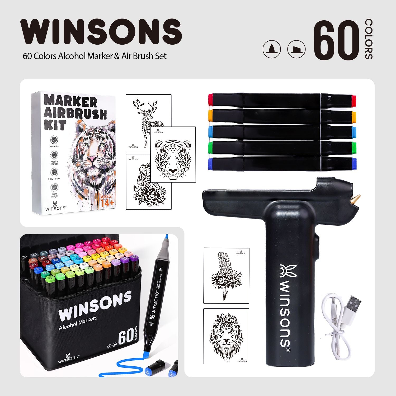 WINSONS 1.0 Cordless Electric Airbrush Marker Kit
