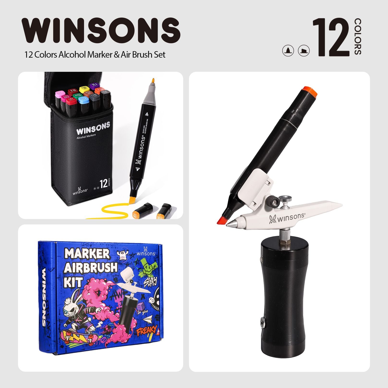 WINSONS 2.0 Upgraded Cordless Marker Airbrush System with Fit Most Pen Holder