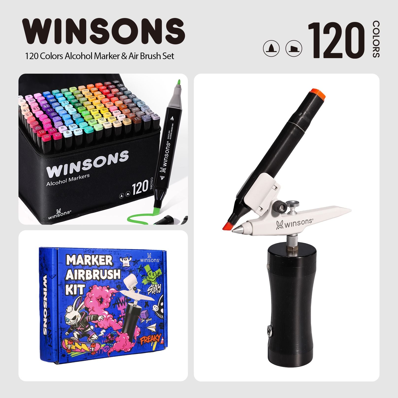 WINSONS 2.0 Upgraded Cordless Marker Airbrush System with Fit Most Pen Holder