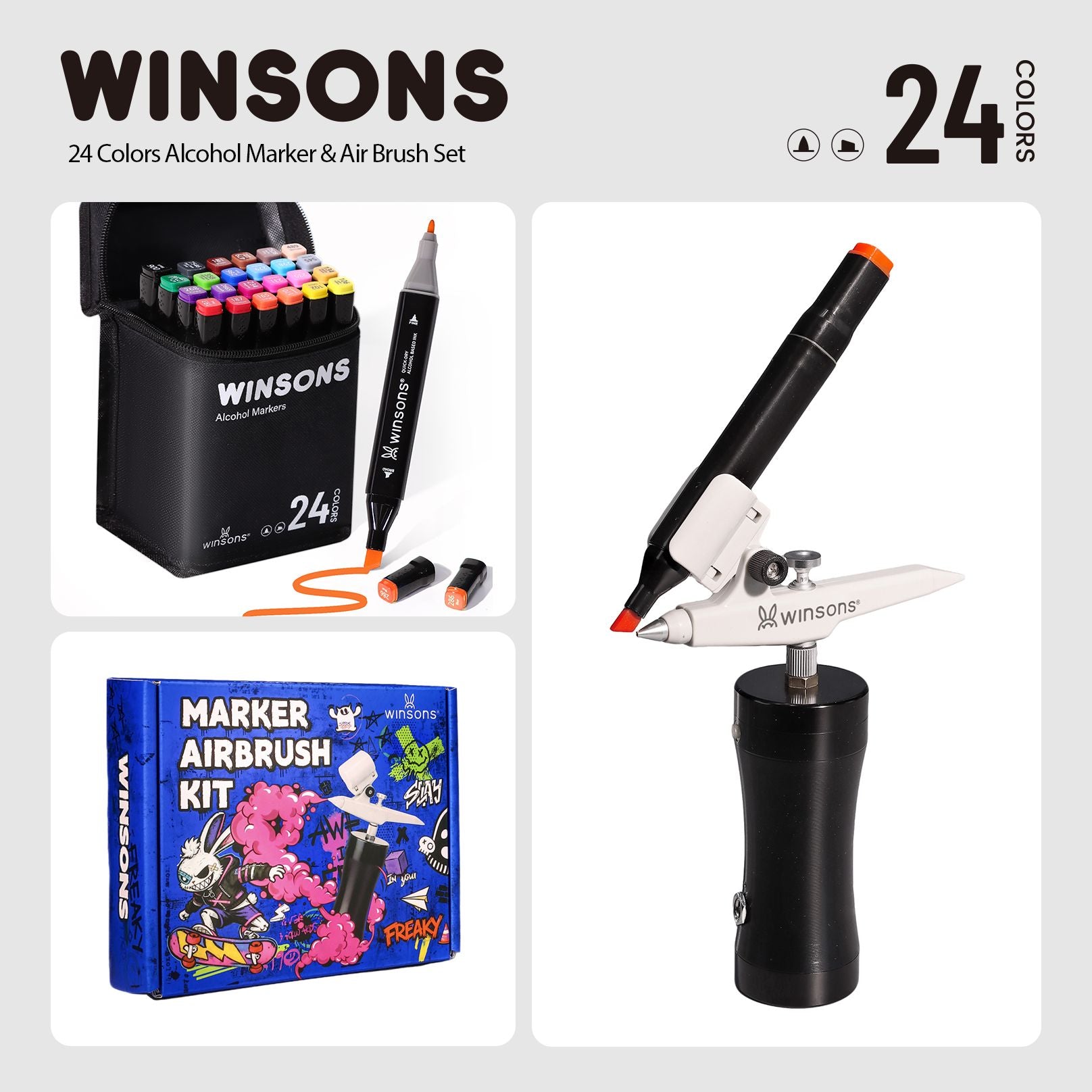 WINSONS 2.0 Upgraded Cordless Marker Airbrush System with Fit Most Pen Holder