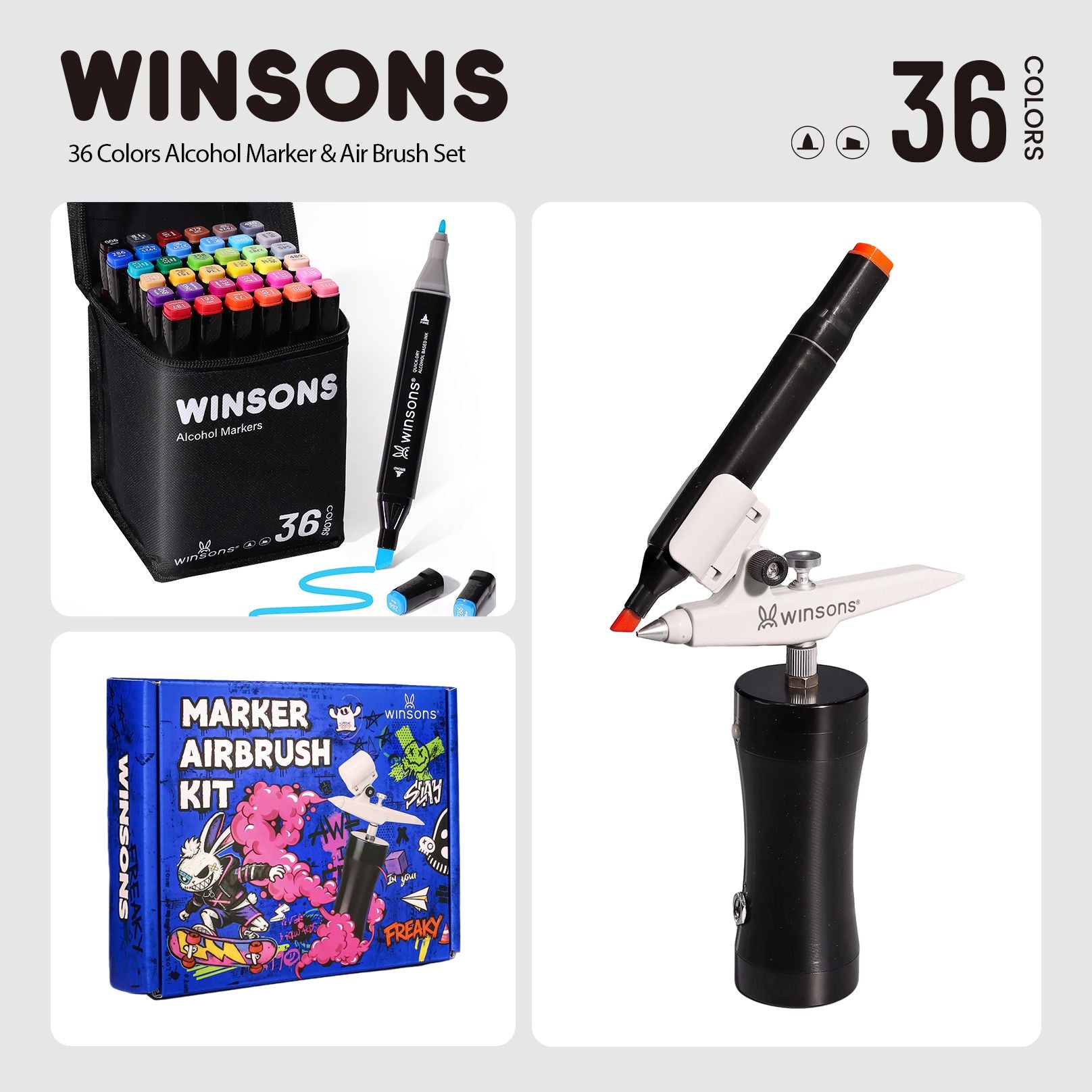 WINSONS 2.0 Upgraded Cordless Marker Airbrush System with Fit Most Pen Holder