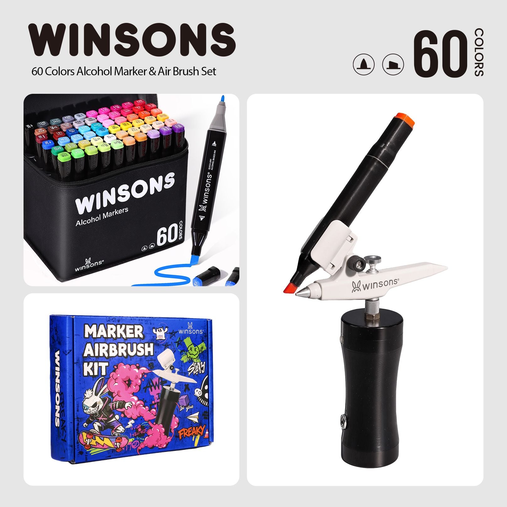 WINSONS 2.0 Upgraded Cordless Marker Airbrush System with Fit Most Pen Holder