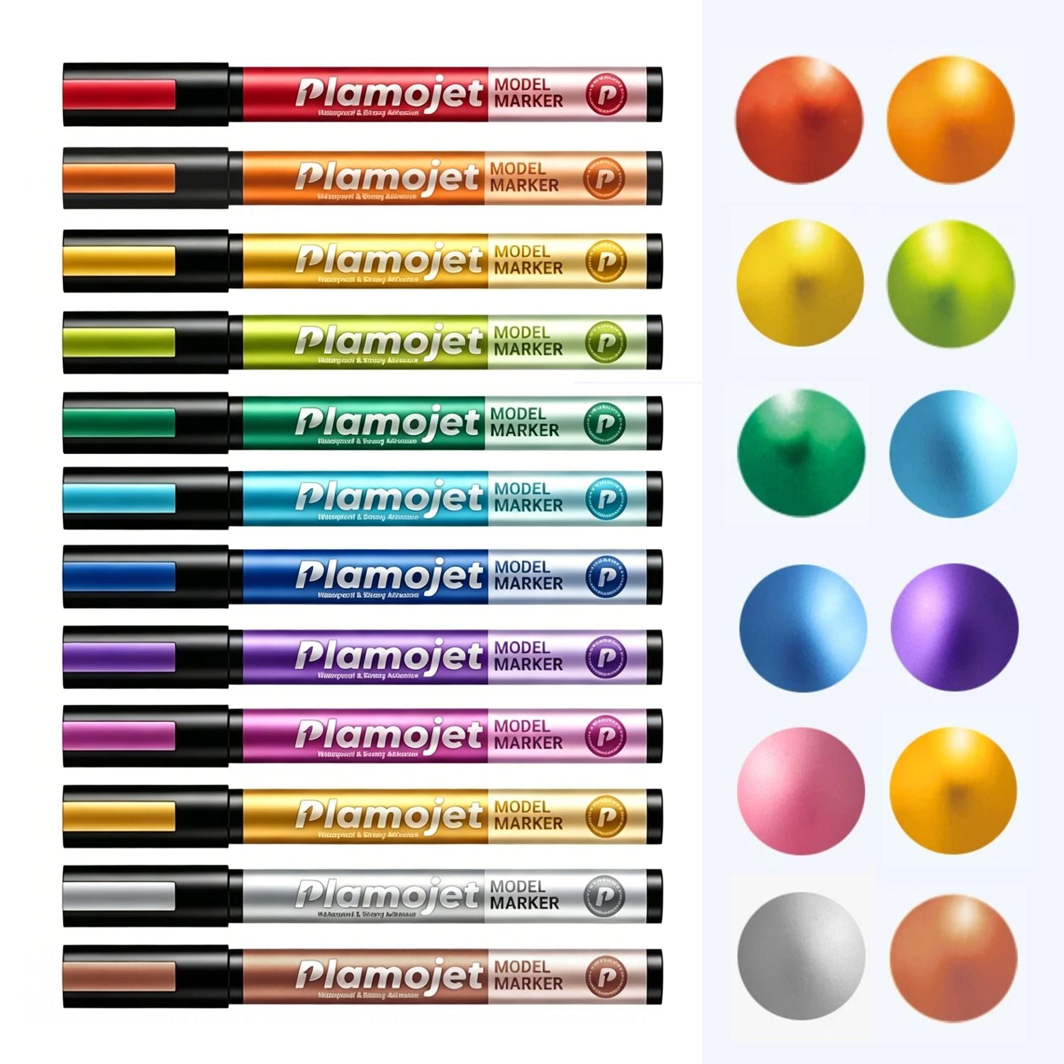 Plamojet Metallic Model Marker Set （10 Colors included)