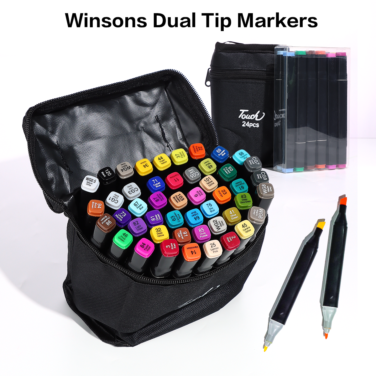Winsons 12/24/36/60/120/240 Colors Dual Tip Alcohol Markers Set for Airbrush Marker Replacement